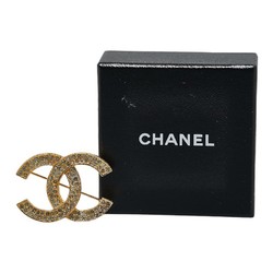 Chanel Coco Mark Brooch Gold Plated Rhinestones Women's CHANEL