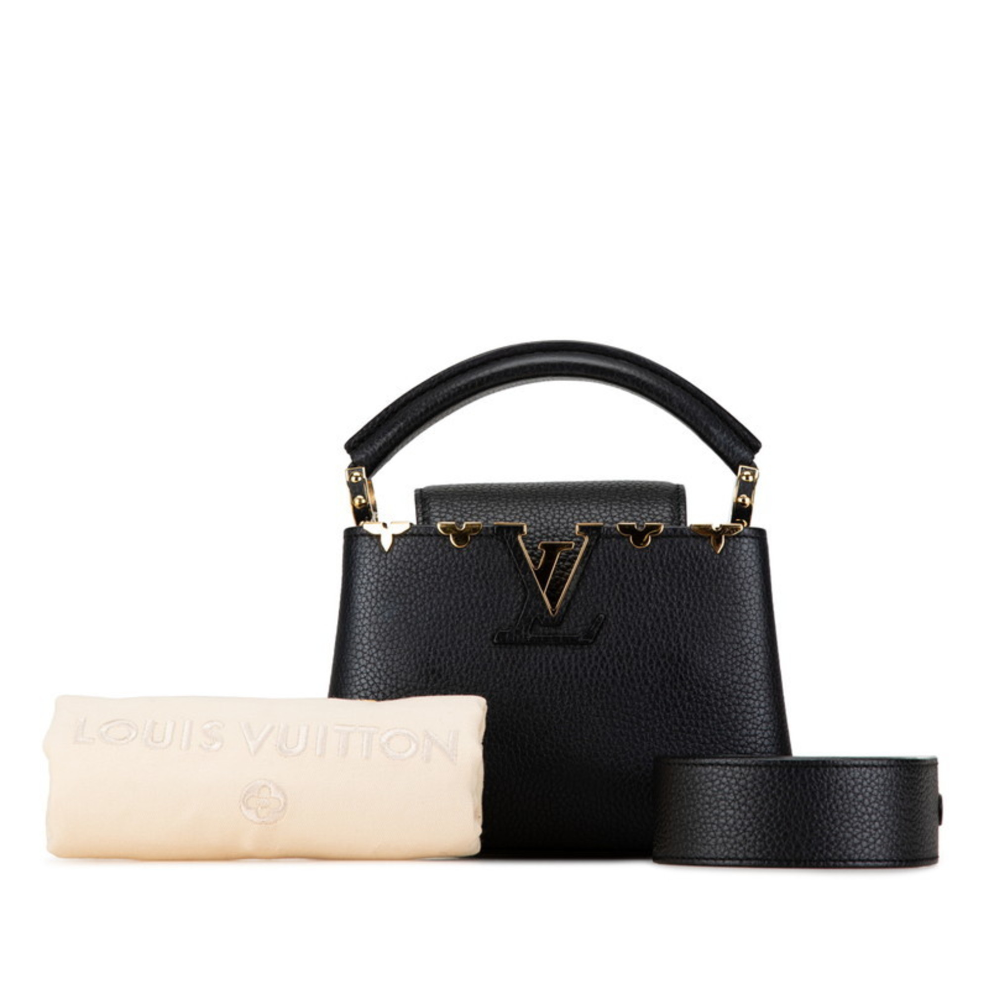 Louis Vuitton Monogram Flower Capucines MINI Handbag Shoulder Bag M56669 Noir Black Leather Taurillon Women's LOUIS VUITTON