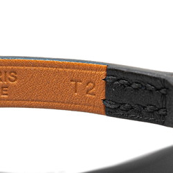 Hermes Rival Bracelet #T2 Black Gold Leather Women's HERMES