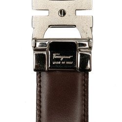 Salvatore Ferragamo Gancini Belt Black Silver Leather Men's