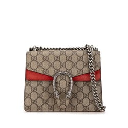 Gucci GG Supreme Dionysus Chain Shoulder Bag 421970 Beige Red PVC Suede Women's GUCCI