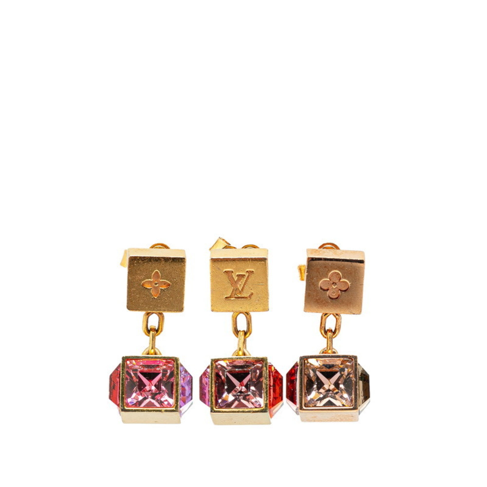 Louis Vuitton Boucle d'Oreille Gamble Stud Earrings 3-piece Set M66827 Gold Multi-color Plated Women's LOUIS VUITTON