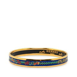 Hermes Enamel PM Cloisonne Flag Bangle Gold Navy Multicolor Plated Women's HERMES