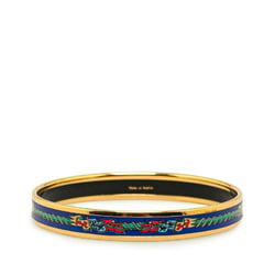 Hermes Enamel PM Cloisonne Flag Bangle Gold Navy Multicolor Plated Women's HERMES