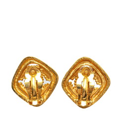 Chanel Coco Mark Diamond Motif Earrings Gold Plated Women's CHANEL