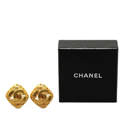 Chanel Coco Mark Diamond Motif Earrings Gold Plated Women's CHANEL