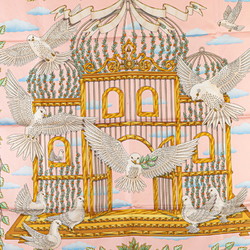 Hermes Carre 90 ENVOL Flying Dove Birdcage Scarf Muffler Pink Multicolor Silk Women's HERMES