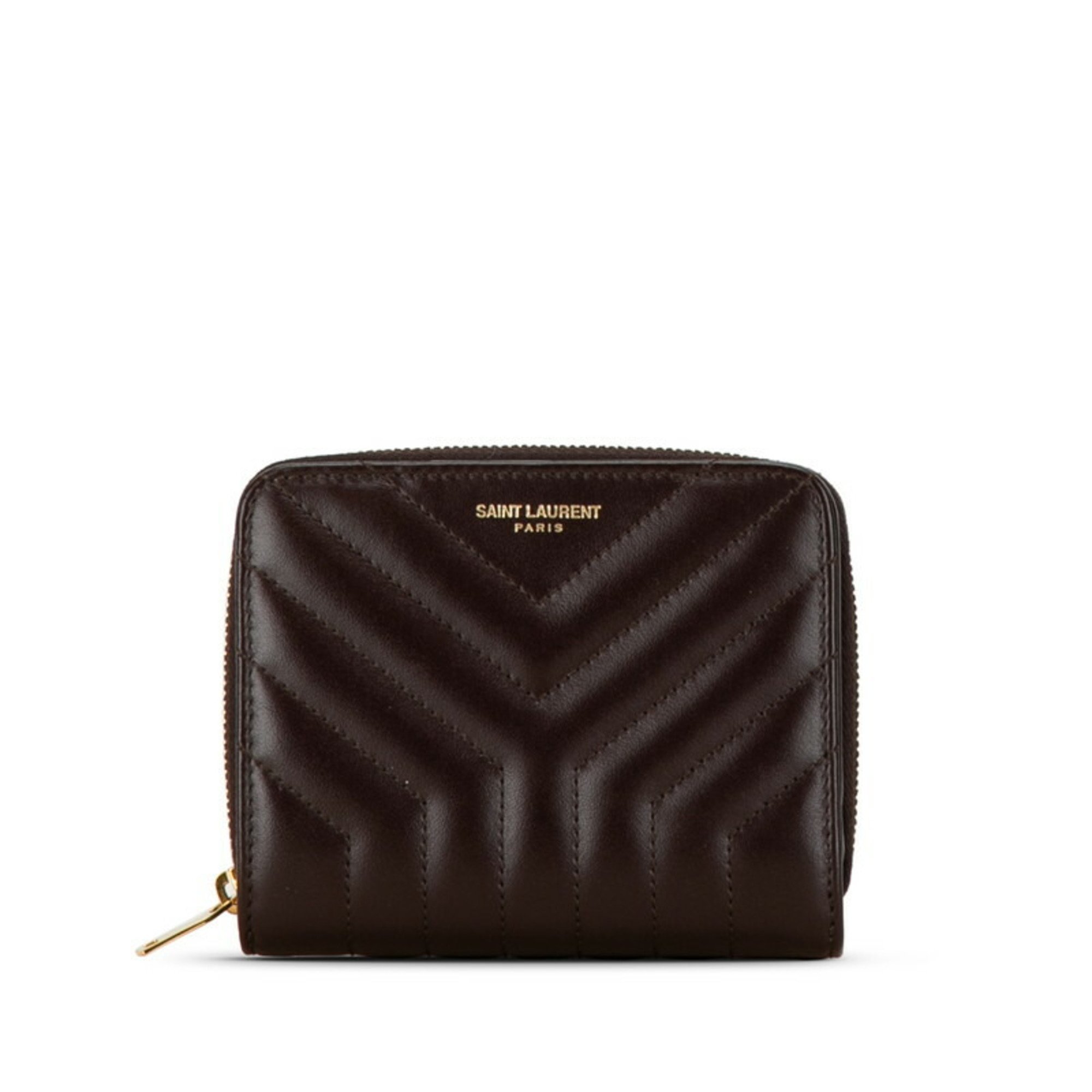 Saint Laurent Quilted Joan Bi-fold Wallet Compact 668323 Wine Red Leather Women's SAINT LAURENT