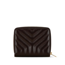 Saint Laurent Quilted Joan Bi-fold Wallet Compact 668323 Wine Red Leather Women's SAINT LAURENT