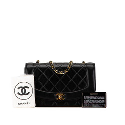 Chanel Diana 25 Coco Mark Chain Shoulder Bag Black Gold Lambskin Women's CHANEL