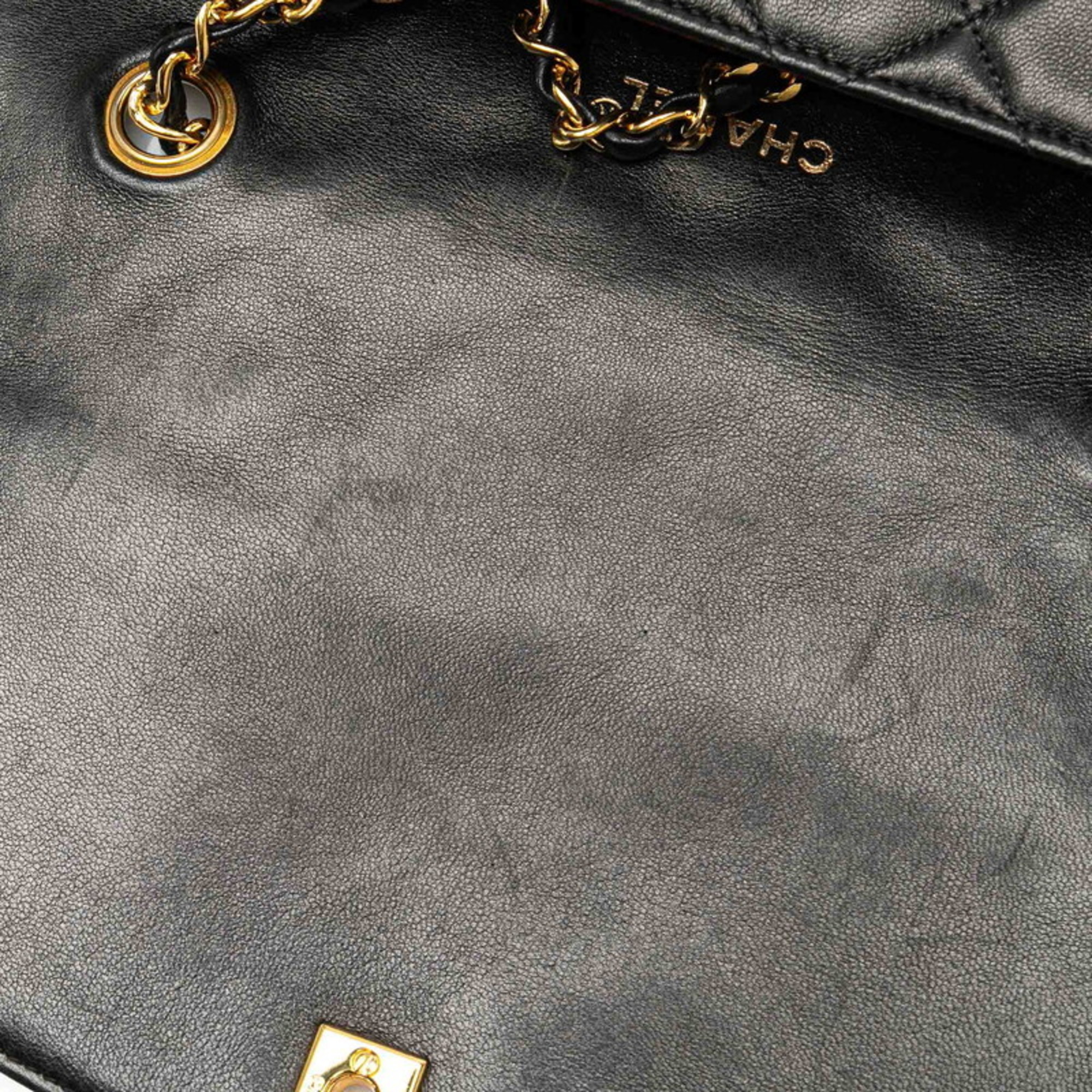 Chanel Diana 25 Coco Mark Chain Shoulder Bag Black Gold Lambskin Women's CHANEL