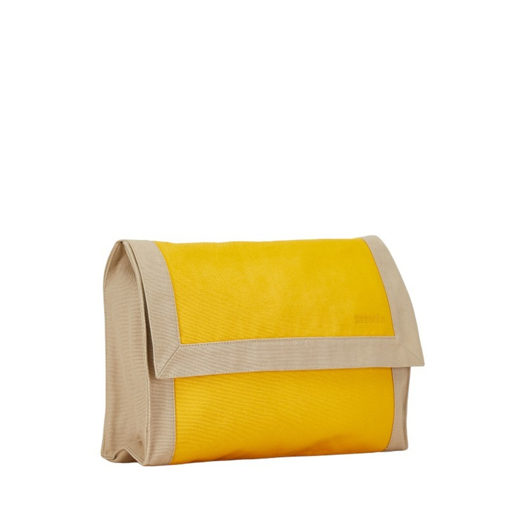 Hermes Tapidcell Clutch Bag Second Beige Yellow Canvas Women's HERMES