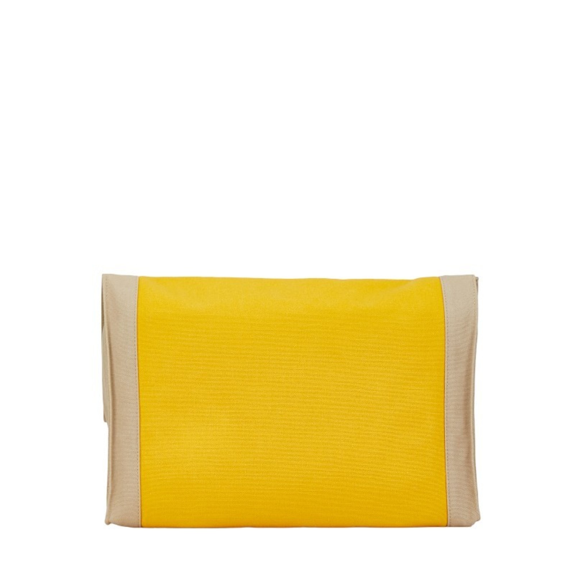 Hermes Tapidcell Clutch Bag Second Beige Yellow Canvas Women's HERMES