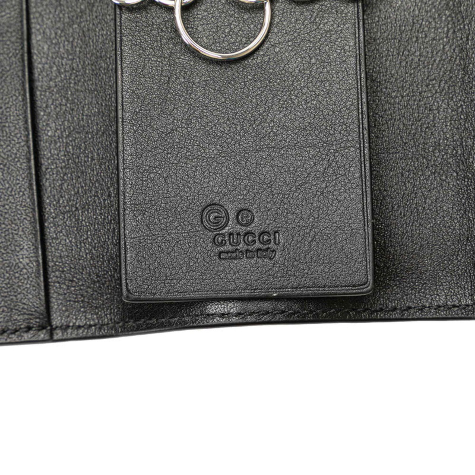 Gucci Micro Guccissima 6-ring key case 150402 Black leather Men's GUCCI