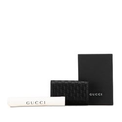 Gucci Micro Guccissima 6-ring key case 150402 Black leather Men's GUCCI