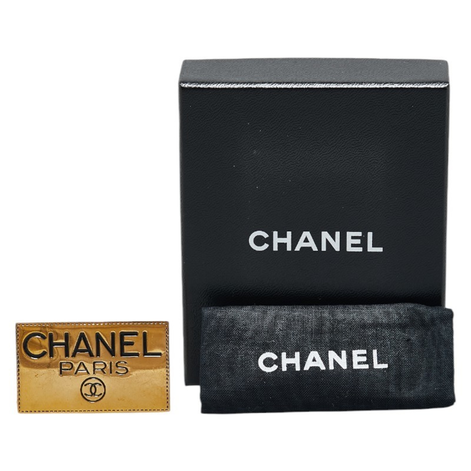 Chanel Plate Coco Mark Brooch Gold Plated Women's CHANEL