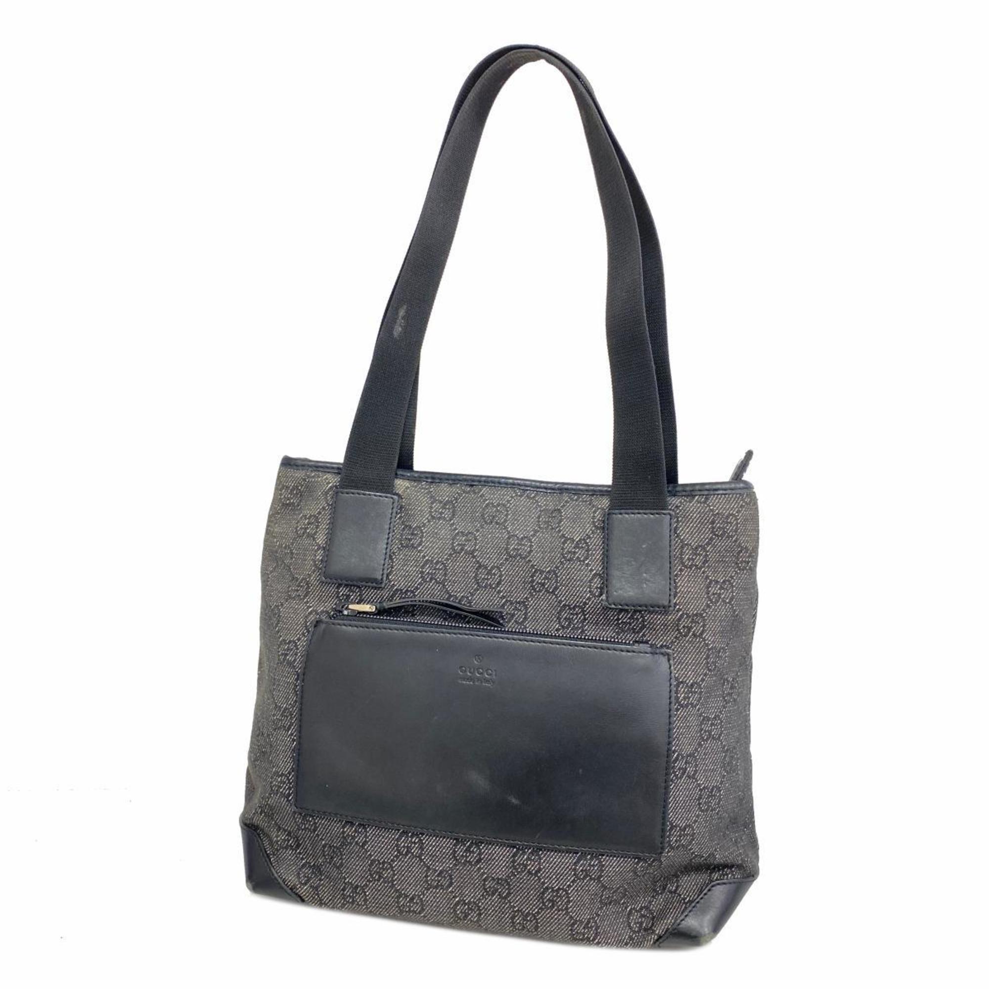 Gucci Tote Bag 28893 Denim Leather Grey Black Women's