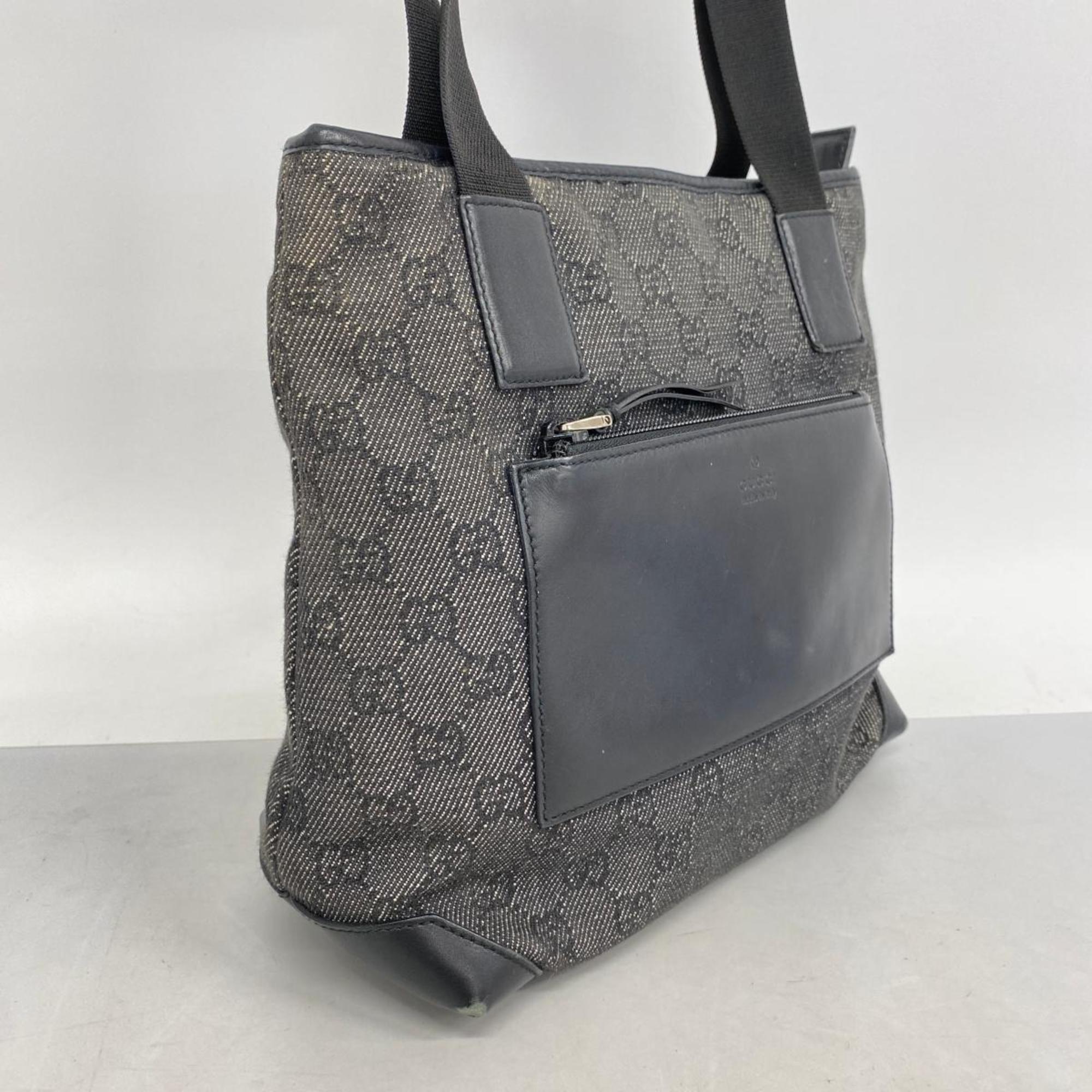 Gucci Tote Bag 28893 Denim Leather Grey Black Women's