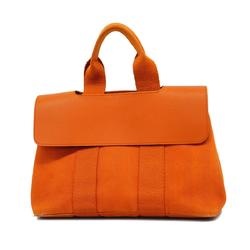 Hermes Tote Bag Valparaiso PM Toile Chevron Orange Women's