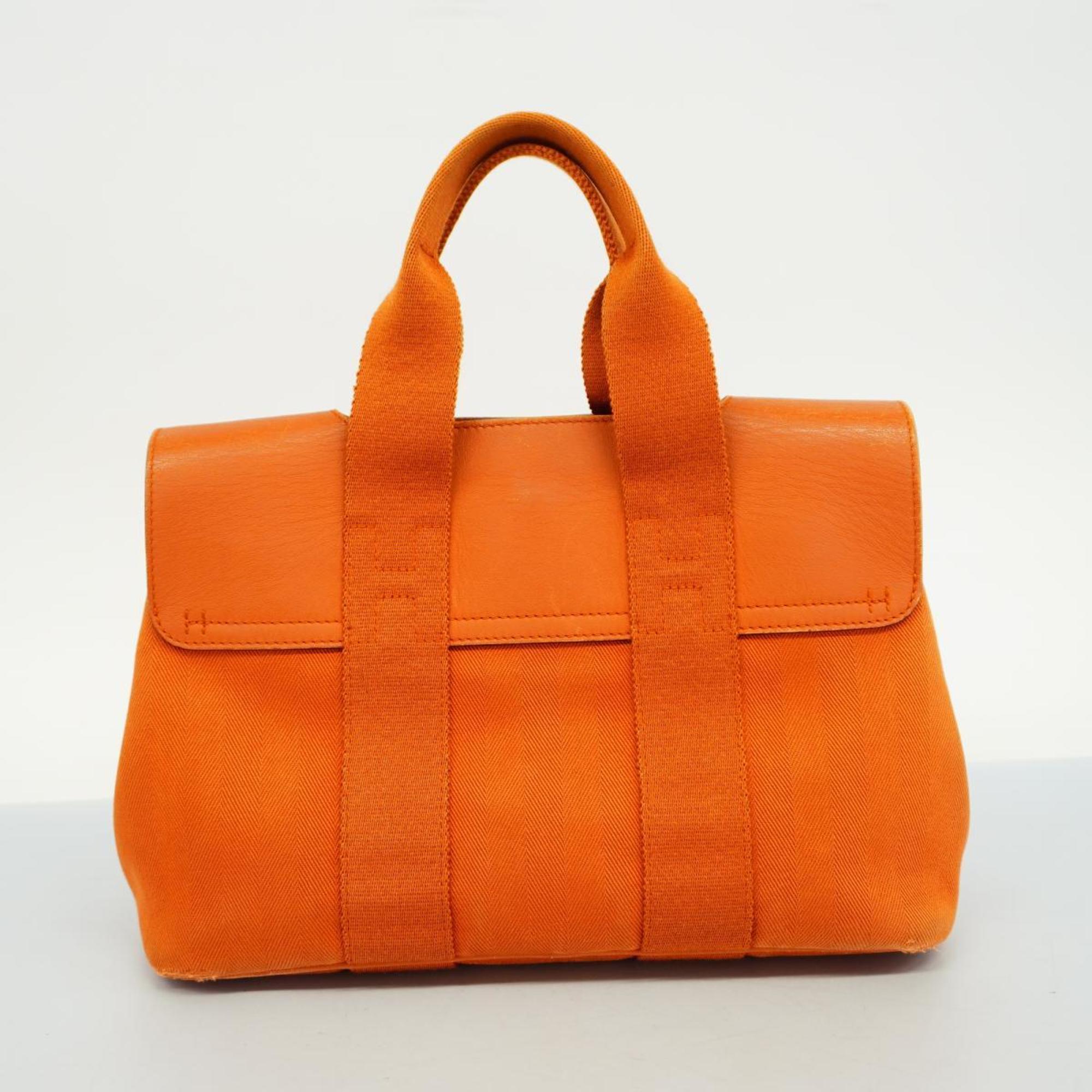 Hermes Tote Bag Valparaiso PM Toile Chevron Orange Women's