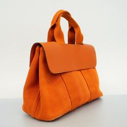 Hermes Tote Bag Valparaiso PM Toile Chevron Orange Women's