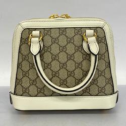 Gucci Handbag GG Supreme Horsebit 640716 Leather Brown White Women's