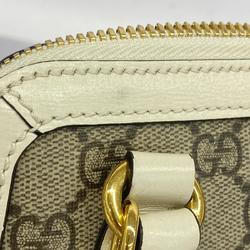 Gucci Handbag GG Supreme Horsebit 640716 Leather Brown White Women's