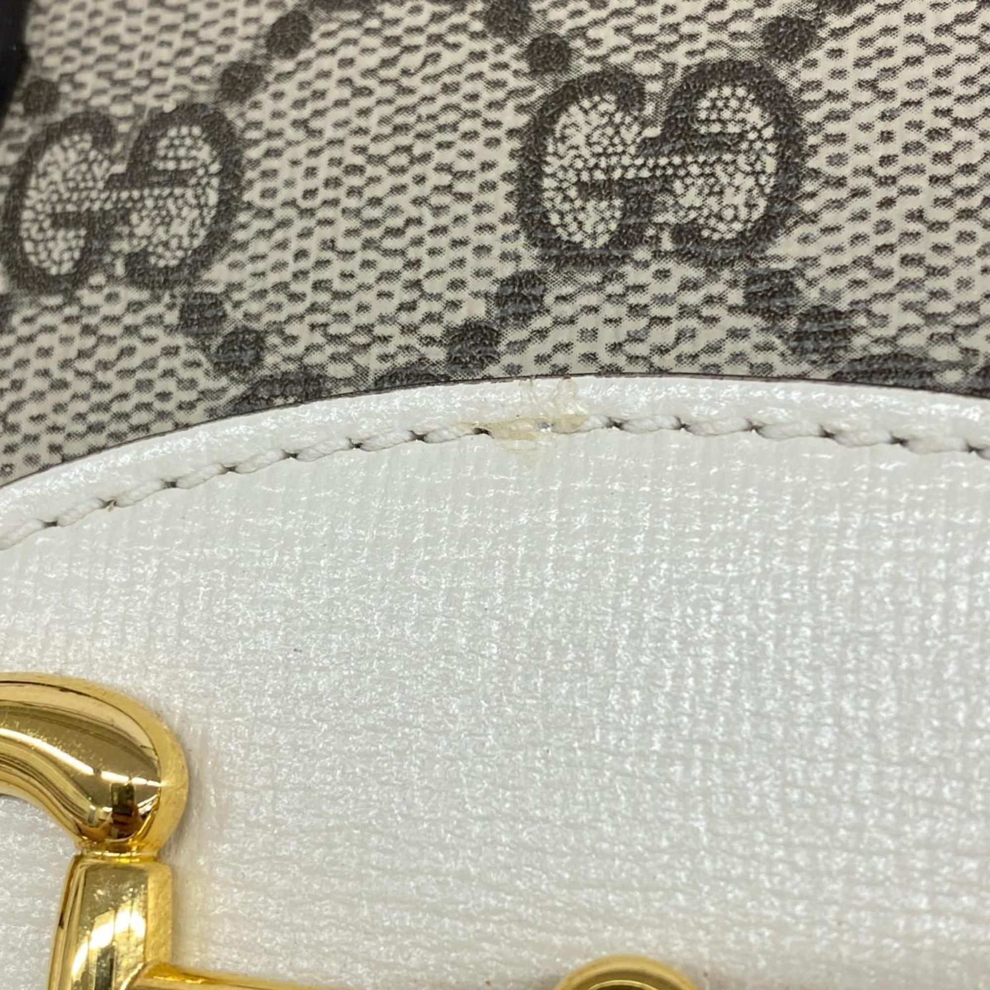 Gucci Handbag GG Supreme Horsebit 640716 Leather Brown White Women's