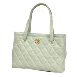 Chanel Tote Bag Wild Stitch Lambskin Light Blue Women's