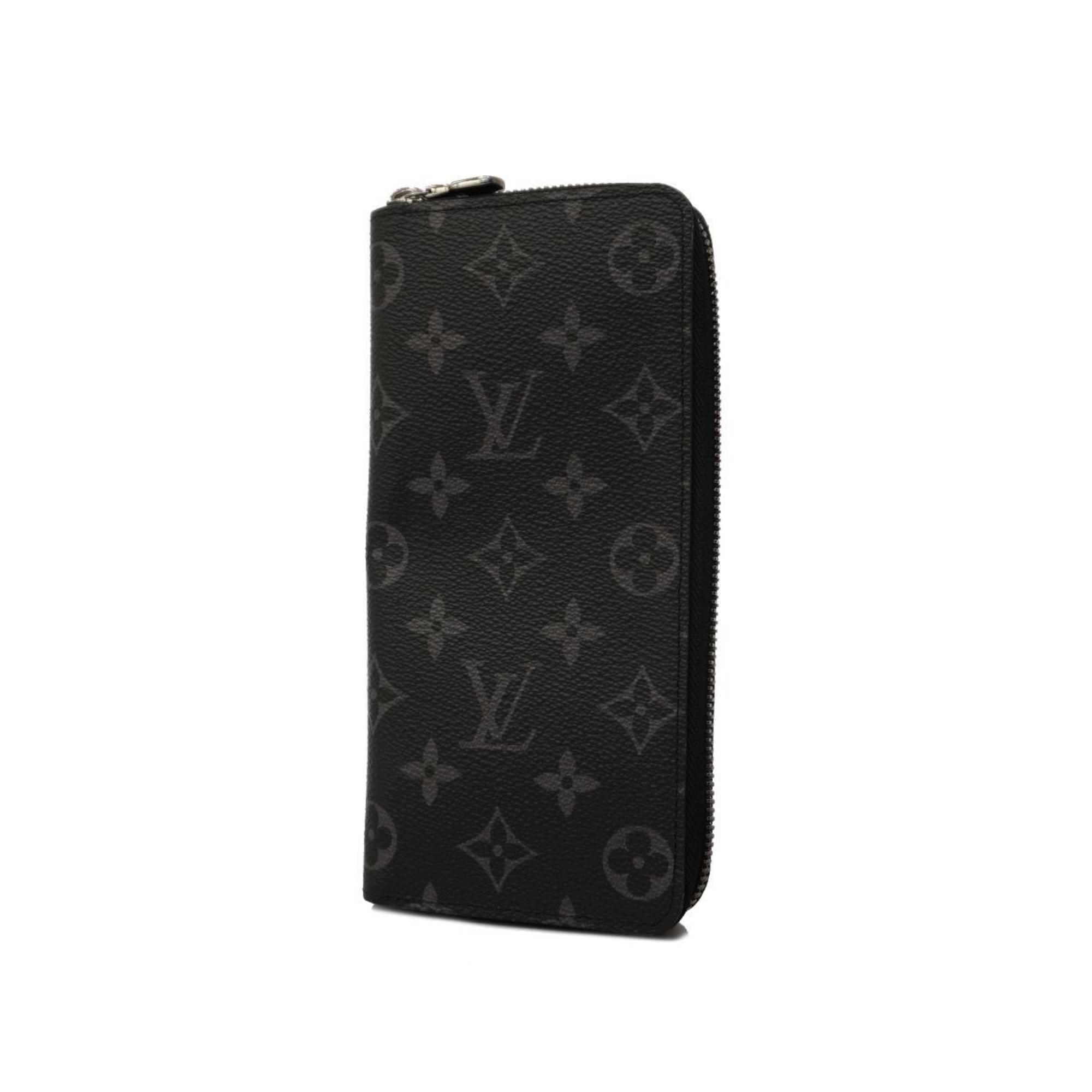 Louis Vuitton Long Wallet Monogram Eclipse Zippy Vertical M62295 Black Men's