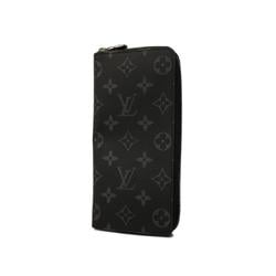 Louis Vuitton Long Wallet Monogram Eclipse Zippy Vertical M62295 Black Men's