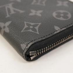 Louis Vuitton Long Wallet Monogram Eclipse Zippy Vertical M62295 Black Men's