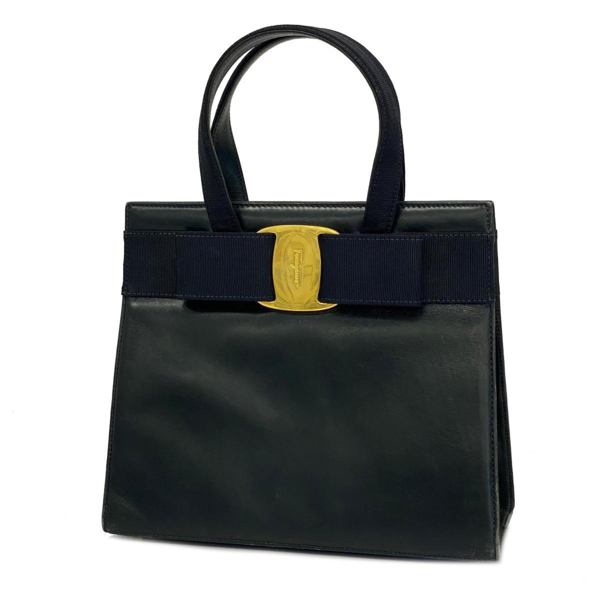 Salvatore Ferragamo Vara Leather Navy Handbag for Women