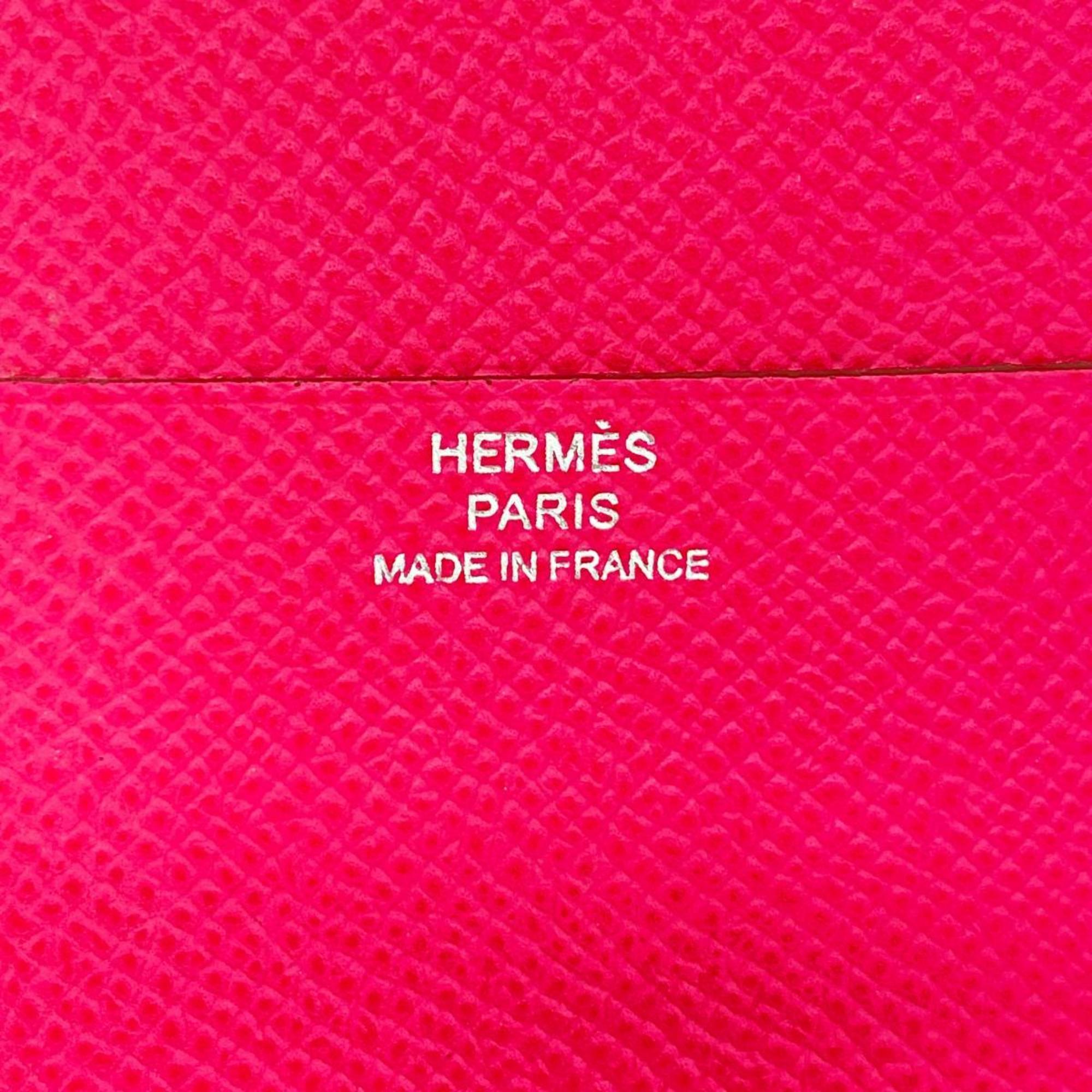 Hermes Notebook Cover Agenda Zip □R Stamped Veau Epsom Rose Tyrien Women's