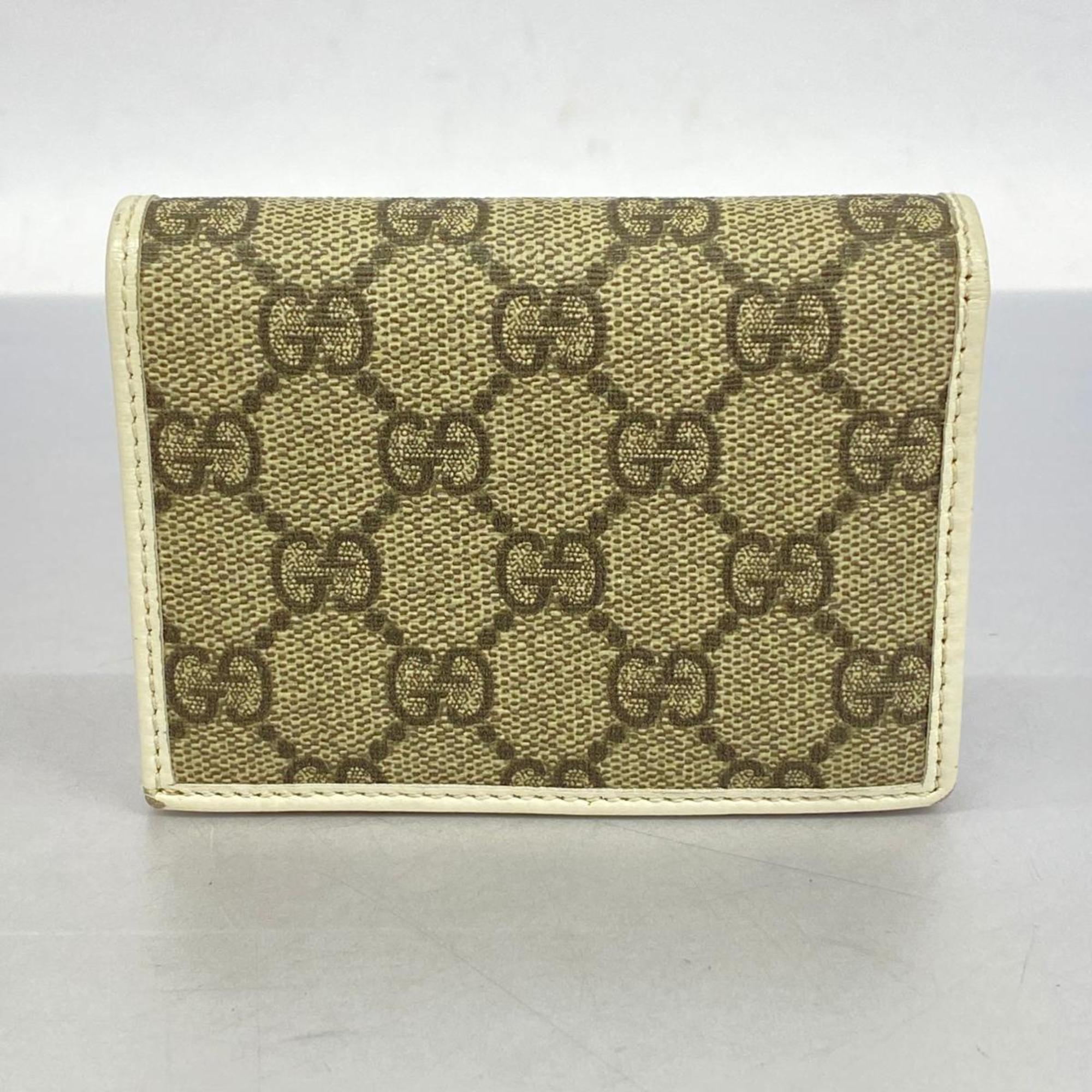 Gucci Wallet GG Supreme Horsebit 621887 Leather Brown White Women's