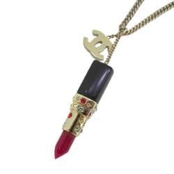 Chanel Necklace Coco Mark Lipstick Rhinestone GP Plated Champagne Gold Multicolor 04A Women's