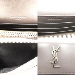 Yves Saint Laurent Chain Wallet Shoulder Bag Leather Women's Grey