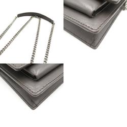 Yves Saint Laurent Chain Wallet Shoulder Bag Leather Women's Grey