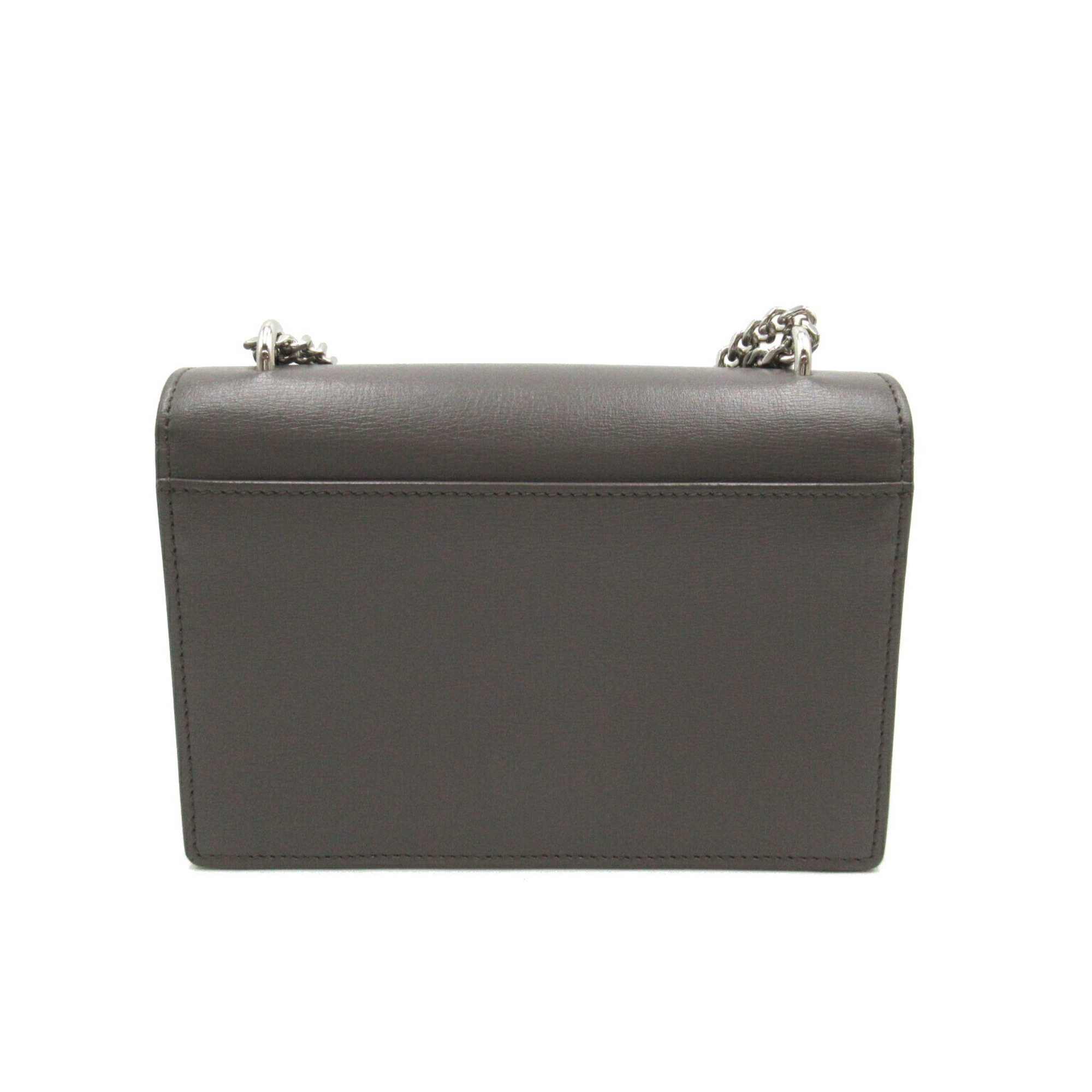 Yves Saint Laurent Chain Wallet Shoulder Bag Leather Women's Grey