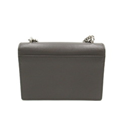 Yves Saint Laurent Chain Wallet Shoulder Bag Leather Women's Grey