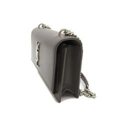 Yves Saint Laurent Chain Wallet Shoulder Bag Leather Women's Grey