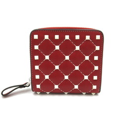 Valentino Studded Bi-fold Wallet, Leather, Women's, Red