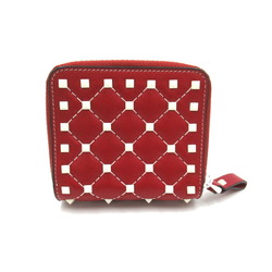 Valentino Studded Bi-fold Wallet, Leather, Women's, Red