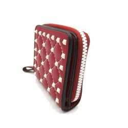 Valentino Studded Bi-fold Wallet, Leather, Women's, Red