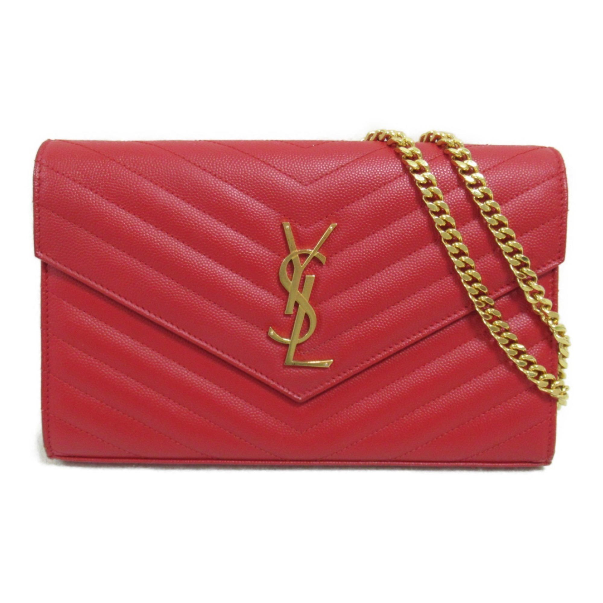 Yves Saint Laurent YVES SAINT LAURENT Chain shoulder bag Shoulder Bag Calfskin (cowhide) Women's Red