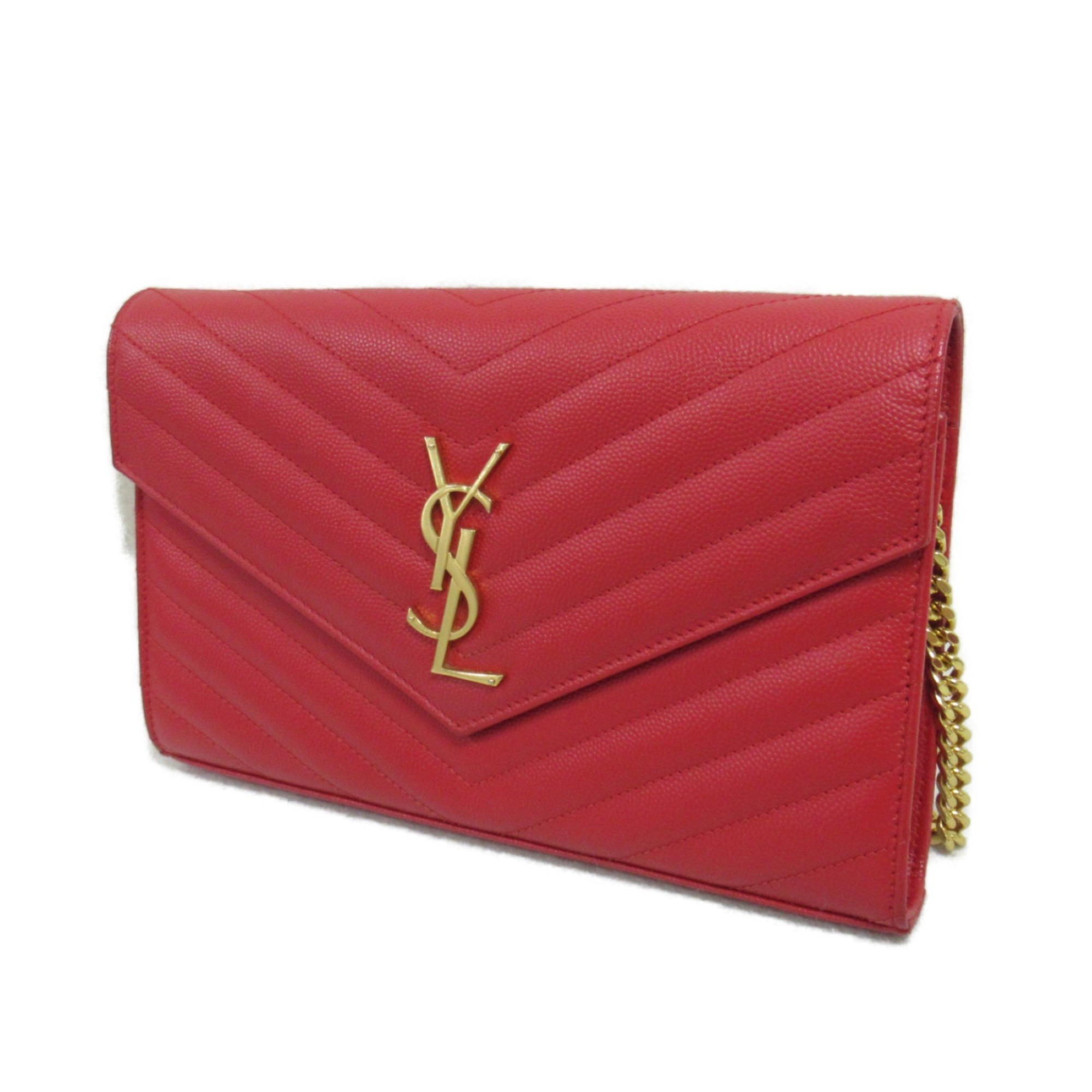 Yves Saint Laurent YVES SAINT LAURENT Chain shoulder bag Shoulder Bag Calfskin (cowhide) Women's Red