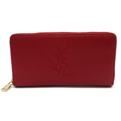 Yves Saint Laurent YVES SAINT LAURENT Round Long Wallet Leather Women's Red