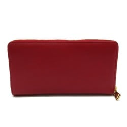 Yves Saint Laurent YVES SAINT LAURENT Round Long Wallet Leather Women's Red