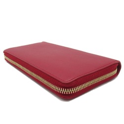 Yves Saint Laurent YVES SAINT LAURENT Round Long Wallet Leather Women's Red