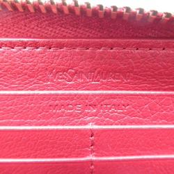 Yves Saint Laurent YVES SAINT LAURENT Round Long Wallet Leather Women's Red